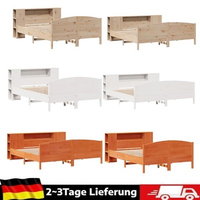 Massivholzbett Bett Holzbett Bettgestell mit Regal ohne Matratze Kiefer
