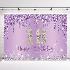 INRUI Purple 18th Happy Birthday Photography Backdrop 7x5FT