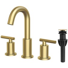 Bathroom Faucet 3 Hole Brushed Gold - 8 Inch Widespread Brass Bathroom Vanity...