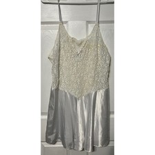 Secret Treasures White Lace Satin Slip Babydoll Chemise Nightgown Lingerie XL