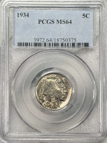 1934-P 5c Buffalo Nickel PCGS MS64 Indian Head Philadelphia Coin UNC BU!