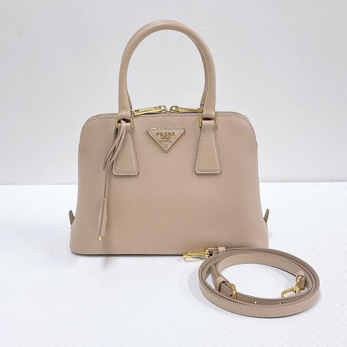 PRADA 2WAY Handbag Leather Beige x Gold Hardware 1BA838