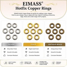 EIMASS&reg; Hot Fix Iron on Rings Metal Studs, DIY Embellish Bags Shoes Costume
