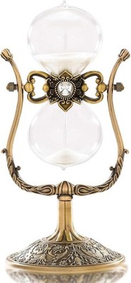 Vintage 60 Minute Hourglass Sand Timer 12 Inch Large Brass Engraved Rotating NEW