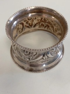 Vintage Ornate Silver Napkin Ring Floral Design 24.8g