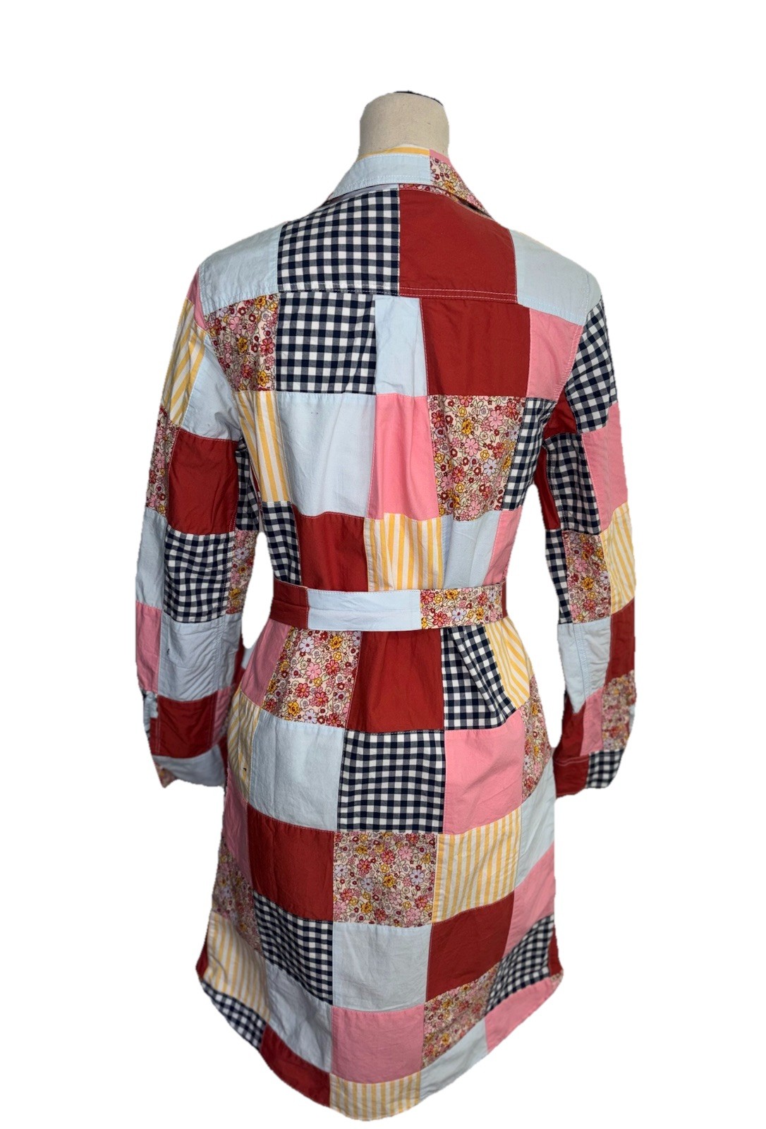 Lands End Dress Boho Patchwork Button-Down Hippy … - image 7