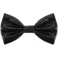 Black Sequin Bow Tie, Glitter Bow Tie, Shiny Bowtie Black Men'S Pre-Tied Bow Tie