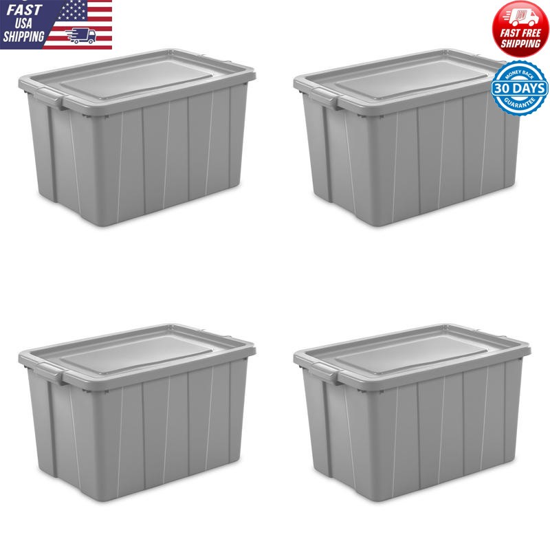 30 Gallon Heavy-Duty Stackable Storage Totes Set of 4 for Camping Gear