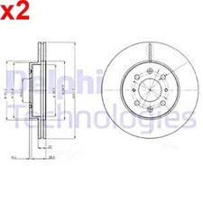 2X DELPHI Bremsscheibe Für ROVER 200 25 400 45 Coupe HONDA V VI MG Zs GBD90840