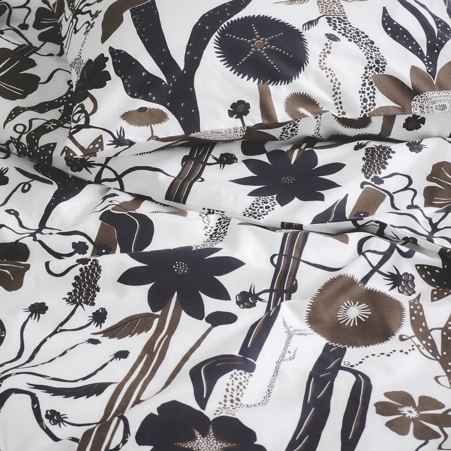 IKEA LUNDSKAFTING Full / Queen Duvet Set White/Black/Brown 306.063.66 - Image 3 of 4