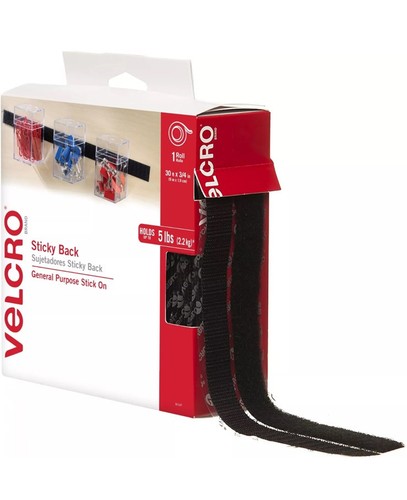 Velcro Roll Sticky-Back Hook & Loop Fasteners in Dispenser .75” Inch x 30 ft NEW