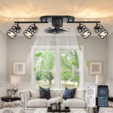 Bladeless Flush Mount Ceiling Fan with E27 Light Quiet Motor for Kitchen Bedroom