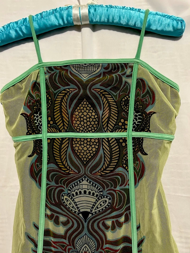 Vestido Chaos S Nylon Malla Vintage Y2K Bodycon Indie Sleaze Whimsigoth Fairycore Foto 3 de 4