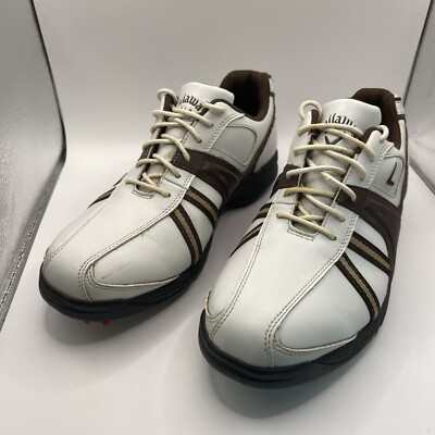 Callaway Golf Shoes M291-14 White Brown Saddle Mens US Size Spikes 