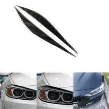 Pair Gloss Black Headlight Eyebrow Eyelid Cover Trim for BMW 3 Series F30 F31