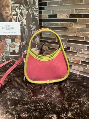 Coach Coachtopia Ergo Pink Lime Leather Mini Boho Purse CO662