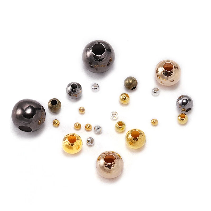 Venta al por mayor Cuentas de aleación de metal espaciadoras lisas de 2 mm-8 mm redondas sin costuras Foto 2 de 4