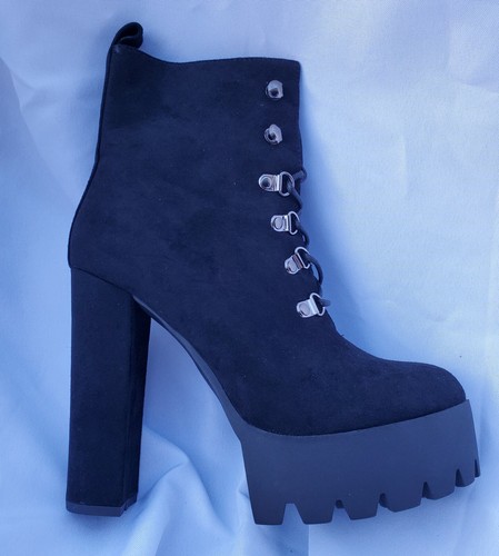 Black Velvet Platform Boots Goth Punk 