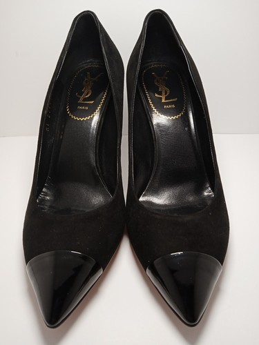 YSL Yves Saint Laurent Black Heels Opyum Pumps Pointy Toe Shoes US Sz 8 - Picture 2 of 13