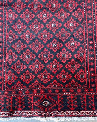 Fine Quality Red & Black Handmade New Tribal & Geometric Afghan Accent Rug, 4x7