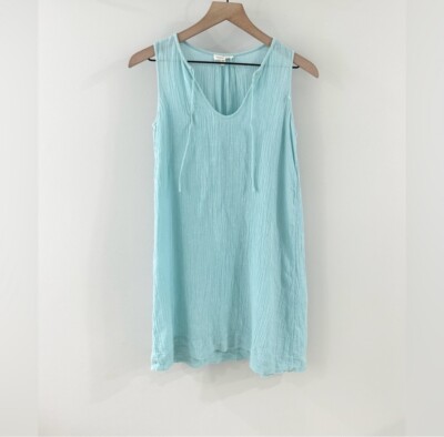 Eileen Fisher Sleeveless Linen Crepe Dress Blue Size Small Petite Eileen Fisher Sleeveless Linen Crepe Dress Blue Size Small Petite