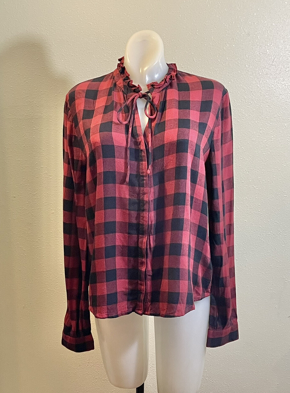 FILA Cravatta donna Stone Row S (4 6) bufalo a quadri check con volant colletto bottoni a V davanti