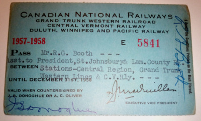 1957-1958 Canadian National Railways Employee Pass E 5841