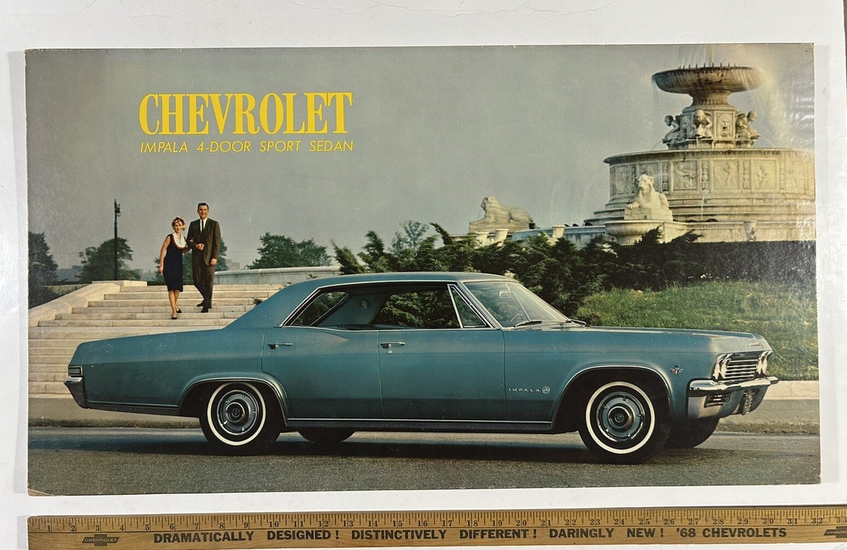 Vtg 1965 Chevrolet Impala 4-Door Sport Sedan 32”x 18” Chevy Dealer