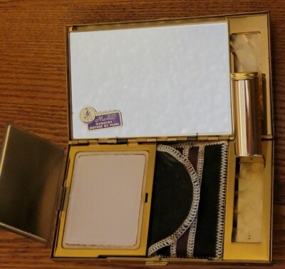 marhill cigarette case Marhill Mother Of pearl Vintage compact purse cigarette case, Lipstick  Holder