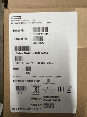 HPE Nimble Storage HF20/20C Adaptive Array 5.76TB (3x 1.92TB) Cache Field PM883