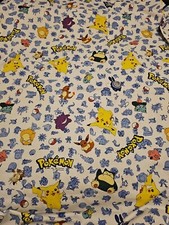 Vintage 1998 Pok mon Pikachu Gengar Eevee Snorkax Cotton Fabric 4.5 Yards