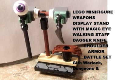 LEGO MINIFIGURE WEAPONS DISPLAY and MAGIC EYE STAFF DAGGER Gith Warlock Dungeons