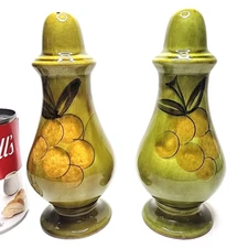 Olive Green USA Los Angeles Potteries LARGE Vintage Salt & Pepper Shaker Set