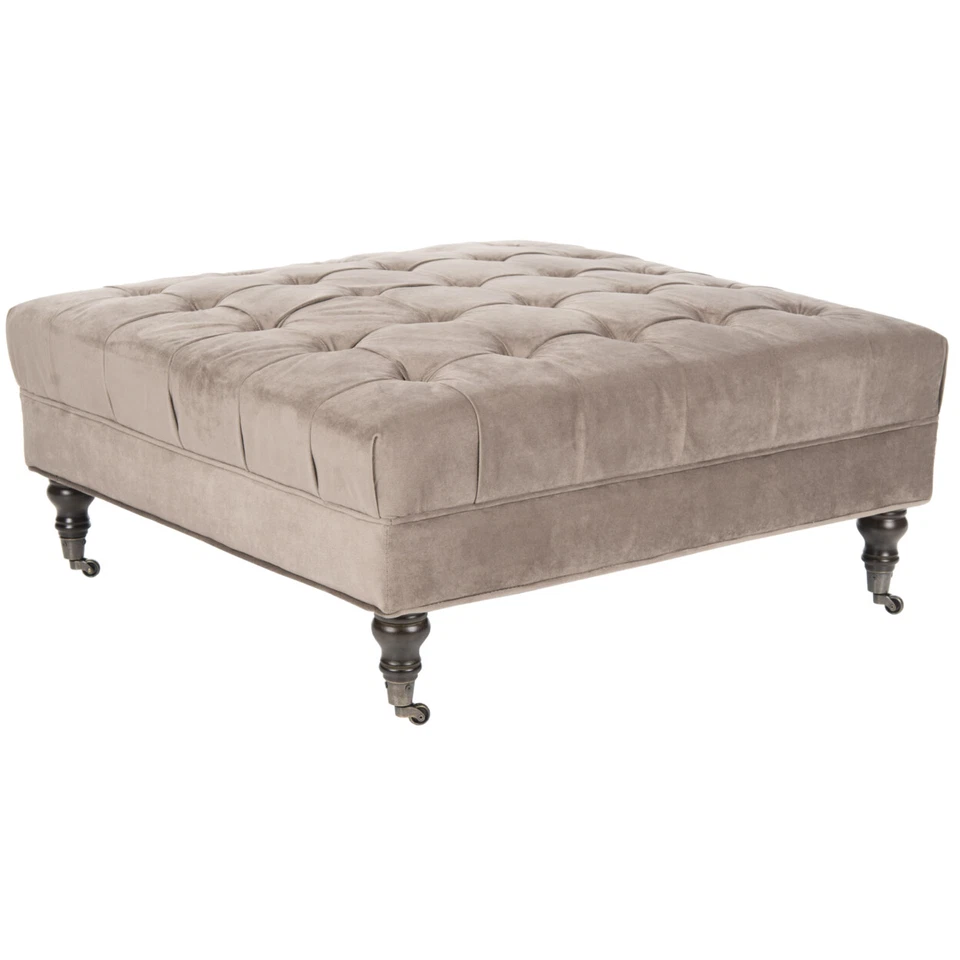 SAFAVIEH Clark Tufted Cocktail Otomano | Cogumelo Taupe | - Imagem 3 de 4