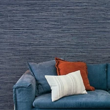 Contamporary banni cruise navy blue vinyl faux grasscloth textured wallpaper 3D