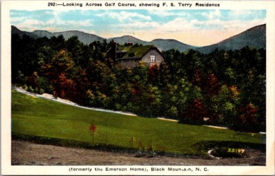 Postcard Looking Across Golf Course Showing F S Terry Residence Black Mountain N