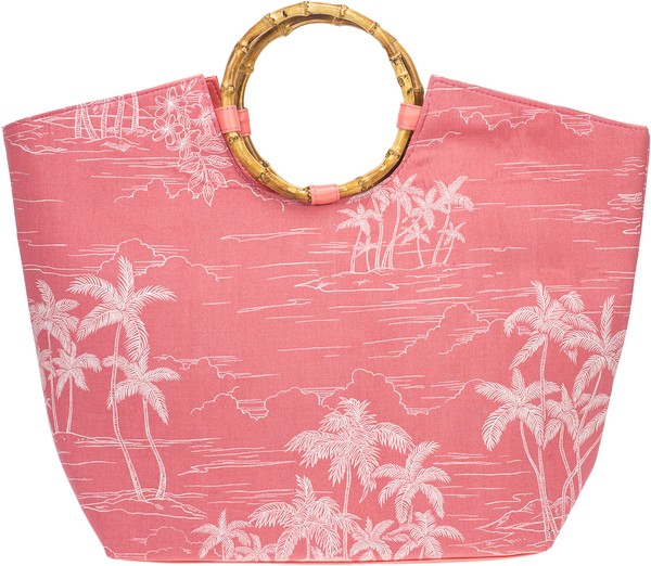KüStenluder Marla Tropical Palmen Hibiskus Bamboo Tasche Shopper Pink Rockabill-image