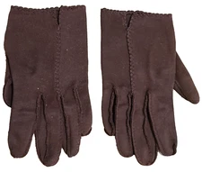 Vintage Size Small Brown Thick Cotton Stretch Gloves 7" Formal