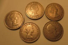 1956 1957 1961 1965 Great Britain 2 Shillings Copper Nickel Coin Q. Elizabeth II