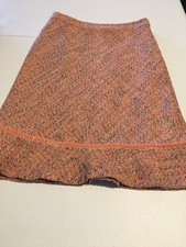 Size 2 GAP WOOL-BLEND Skirt-Pink Tweed , Light- Weight,Below Knee, Scalloped Hem