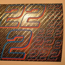 Carbon Fiber Textured Chrome blue/orange #2's Decal Sheet 1/8-1/10-1/12RCModel3