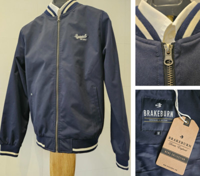 Herren Varsity Bomberjacke Navy Weiß Retro Gestreift Medium Neu