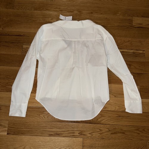 White House Black Market Long Sleeve Cross Front Poplin Shirt White 6 NWT - Picture 2 of 14
