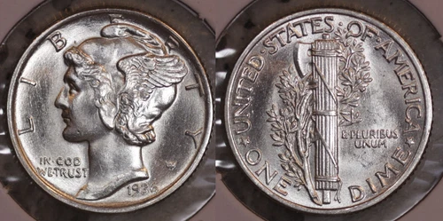 1936 P Mercury Dime GEM BU- ! 36P644