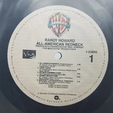 Randy Howard All-American Redneck 1983 Vinyl LP Warner 1-23820 (Record Only)