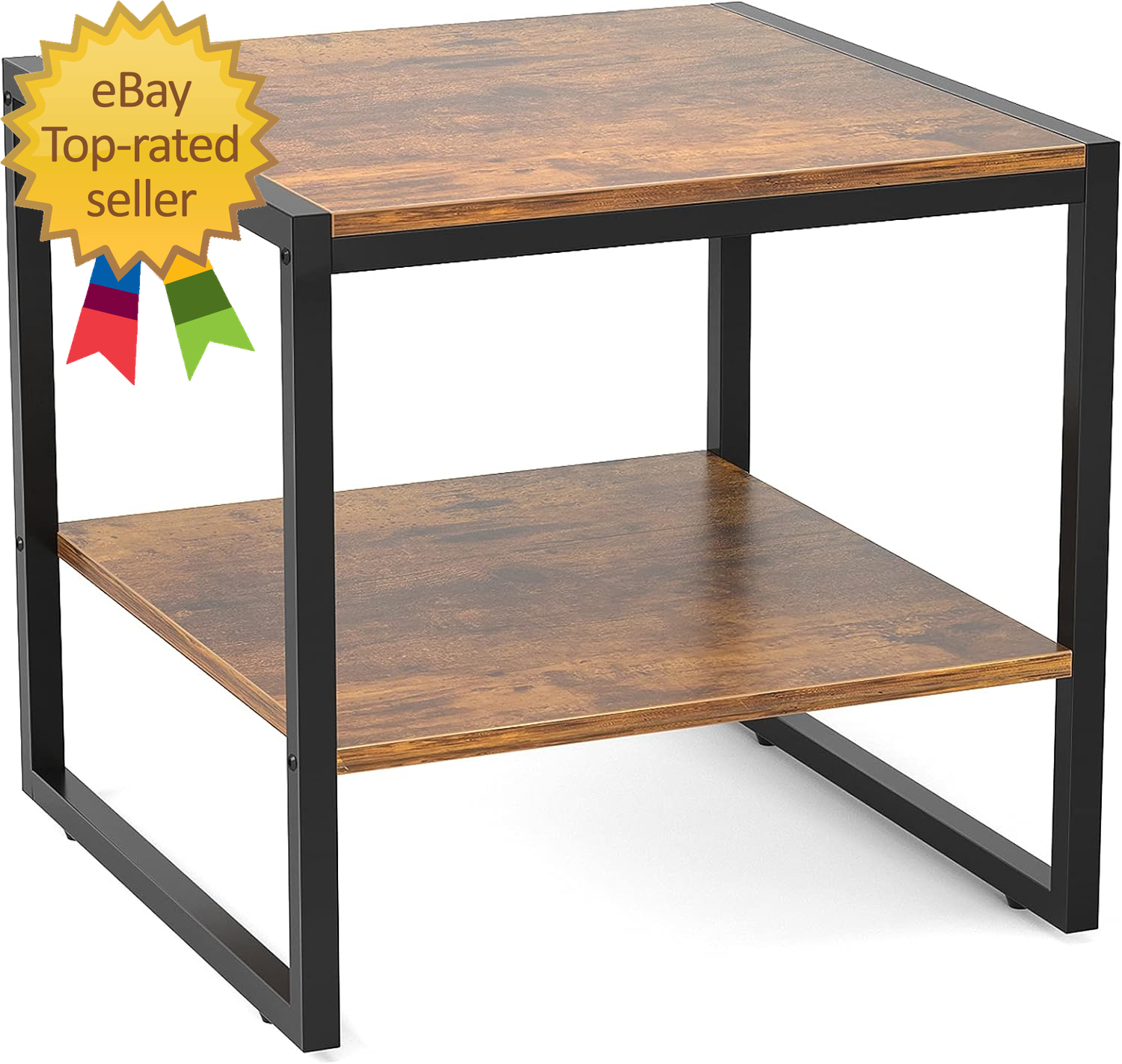 End Table 20 Inch Square Side Table Modern Night Stand with 2-Tier ...