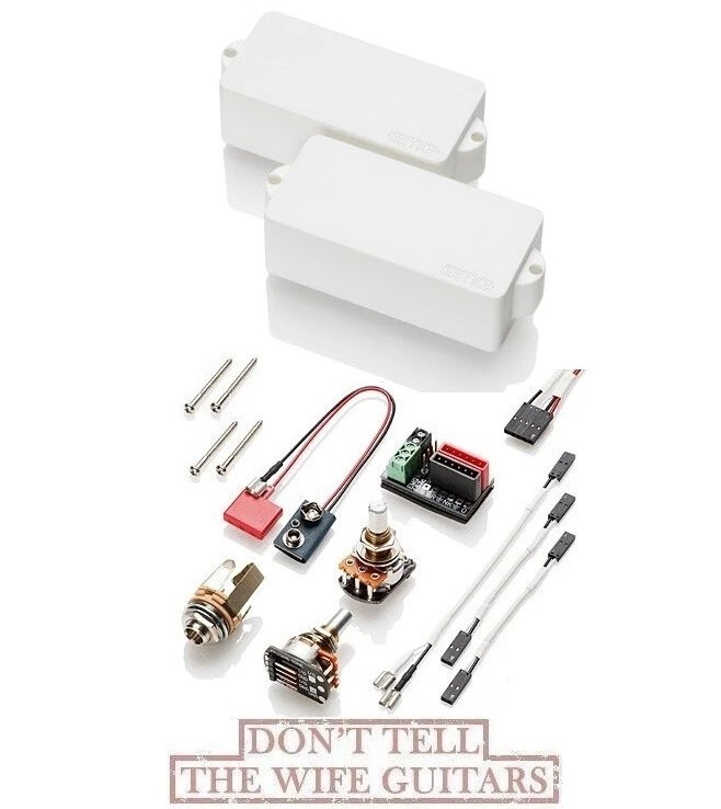 EMG P WHITE ACTIVE SOLDERLESS PICKUP FOR P BASS REPLACEMENT POTS, JACK &  WIRING