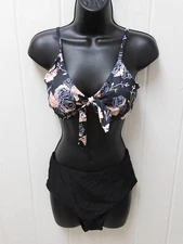 Blooming Jelly Orange Black High Waisted Bikini Bathing Suit Size Medium