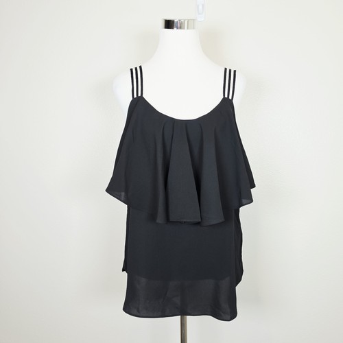 NWT TOV Black Ruffle Tank Top Large/42 Retro Y2K C1396