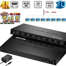 4K HD Splitter 1 in 8 Out - 8 Port Powered HD...